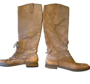 Lucky Brand Brown Leather Lace-Up Tall Riding Boots